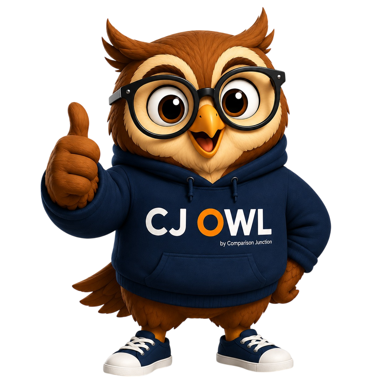 CJ OWL mascot giving a thumbs up